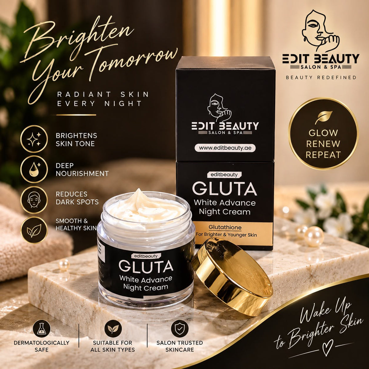 Edit Beauty Gluta White Advance Night Cream – Brightening & Nourishing Night Skincare